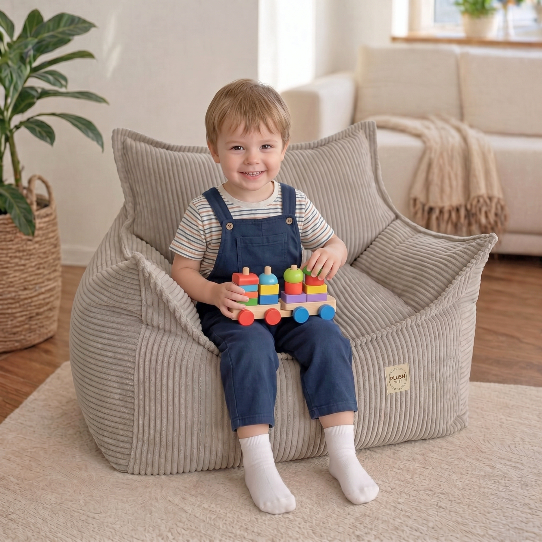 LIONHERZ Cordy Throne Poltrona Bambini Taupe 80x73x58cm Cord