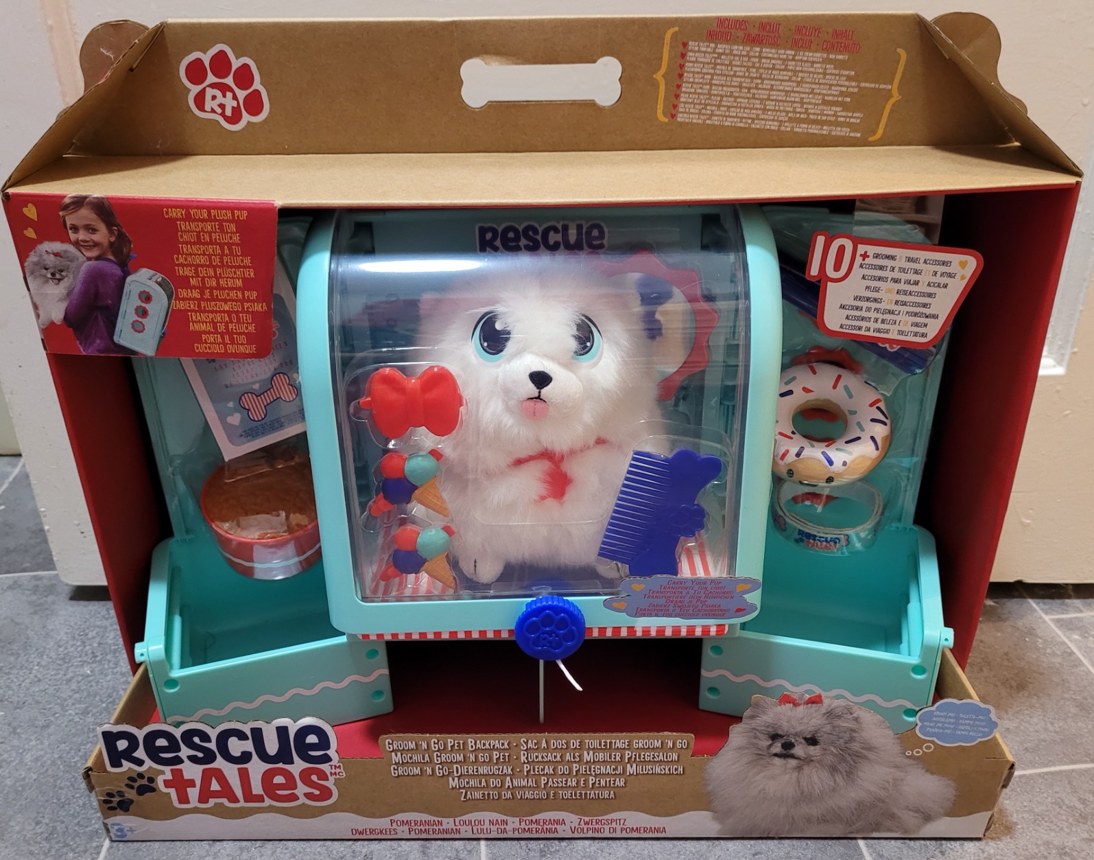Little Tikes Rescue Tales Groom 'n Go zaino gioco con pomeranian