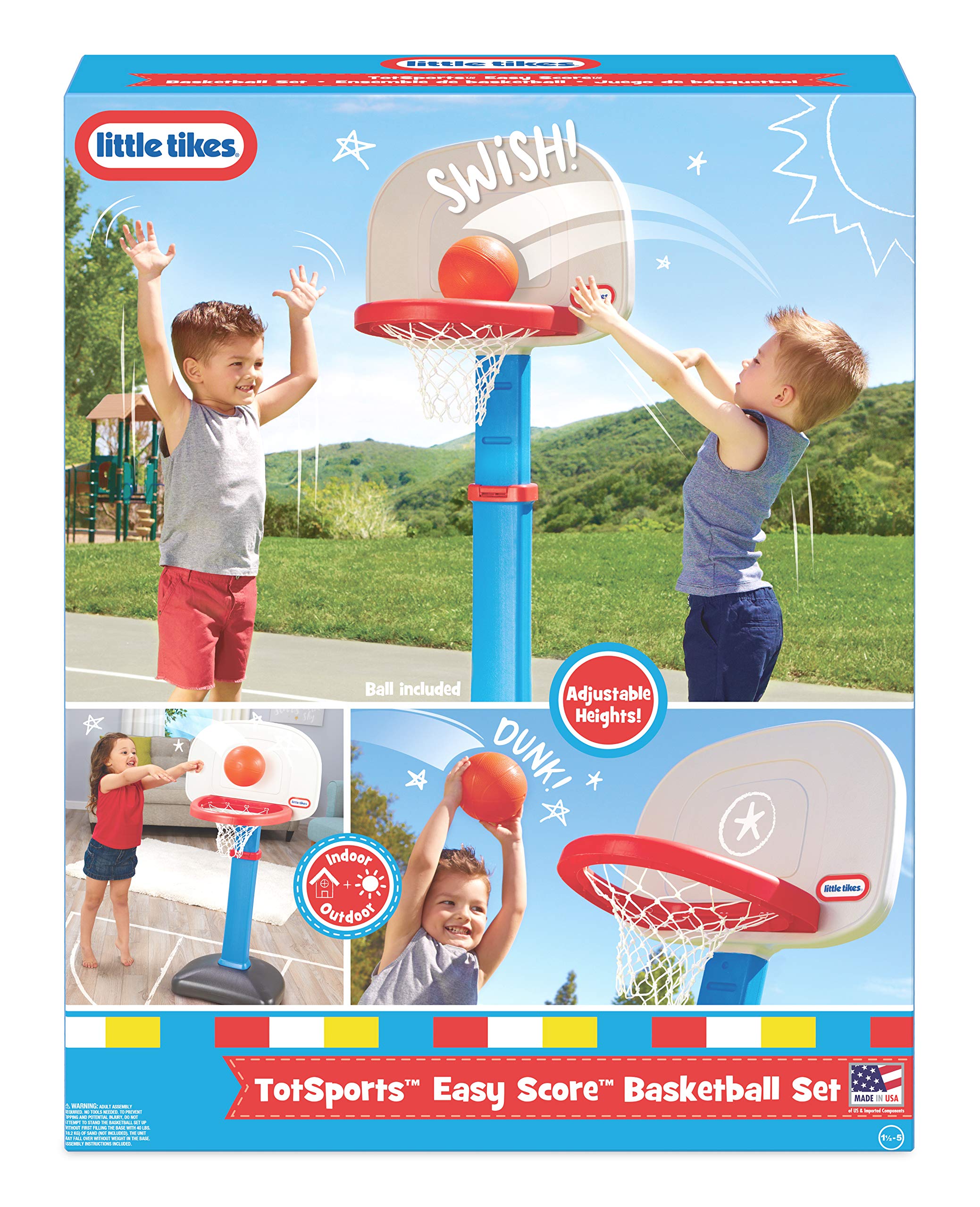 Little Tikes TotSports canestro basket regolabile con palla