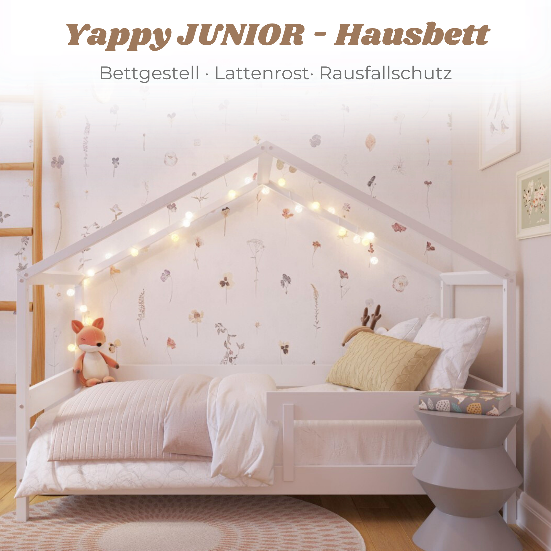 LIONHERZ YappyHytte Junior letto casetta 160x80 con sponda