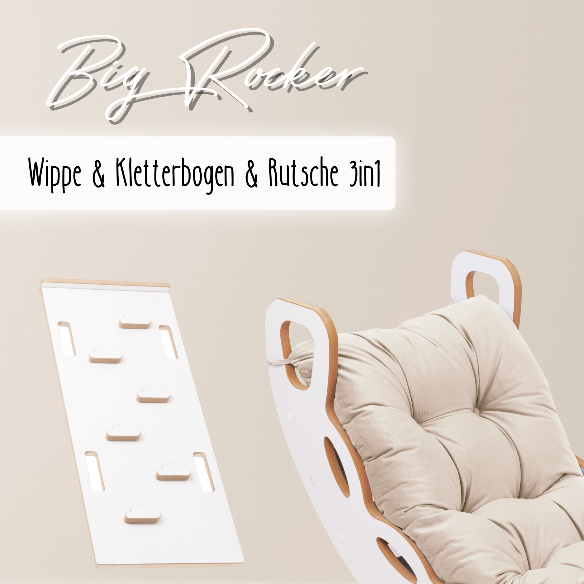 Lionherz Big Rocker 3in1 Dondolo Legno Bianco 90 cm