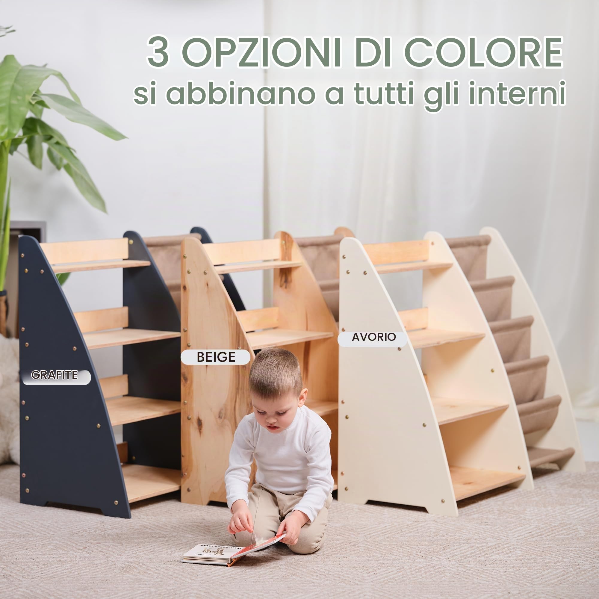 Goodevas Mensola Cameretta libreria bambini legno beige media
