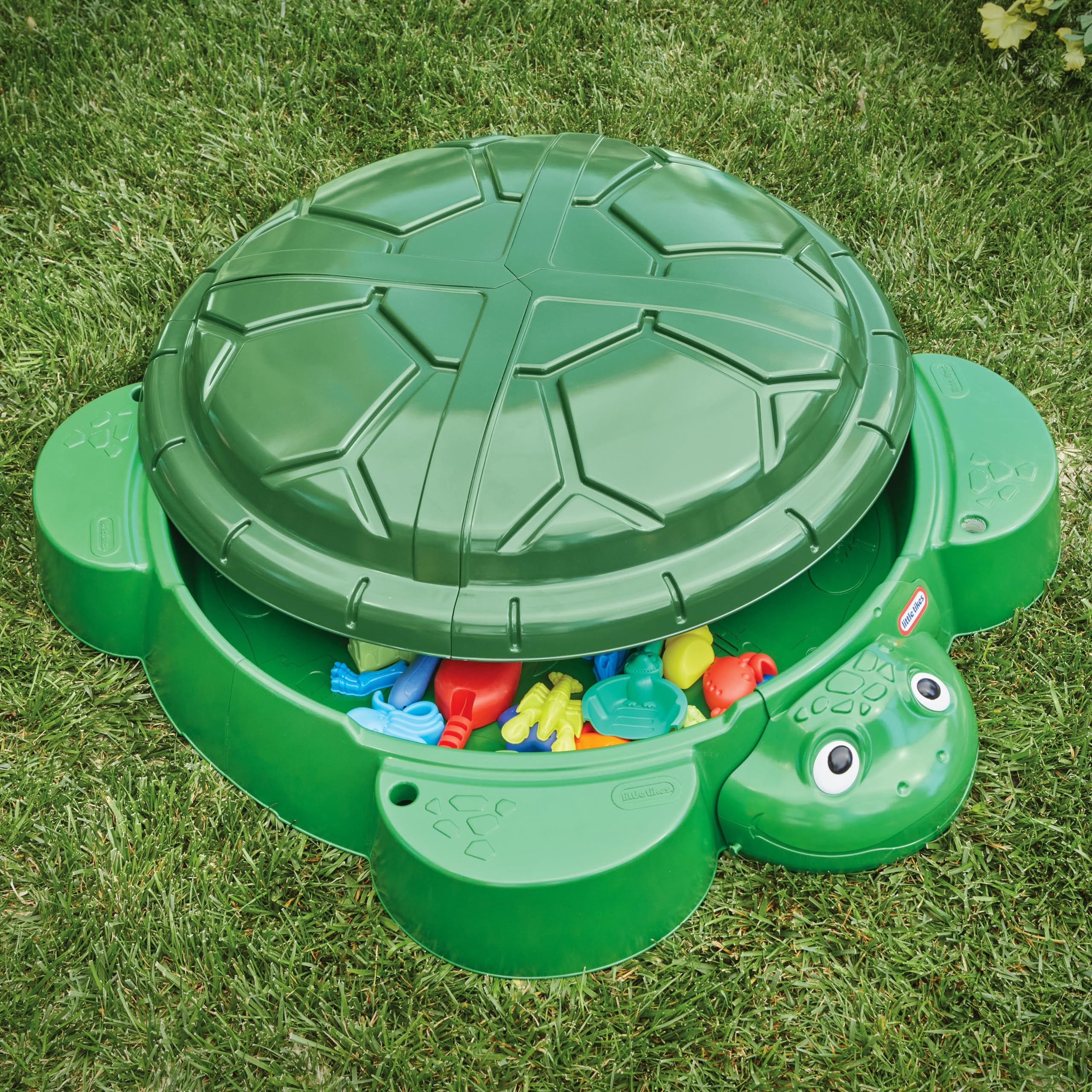 Little Tikes Turtle Sabbiera Tartaruga Verde 4 Posti con Coperchio