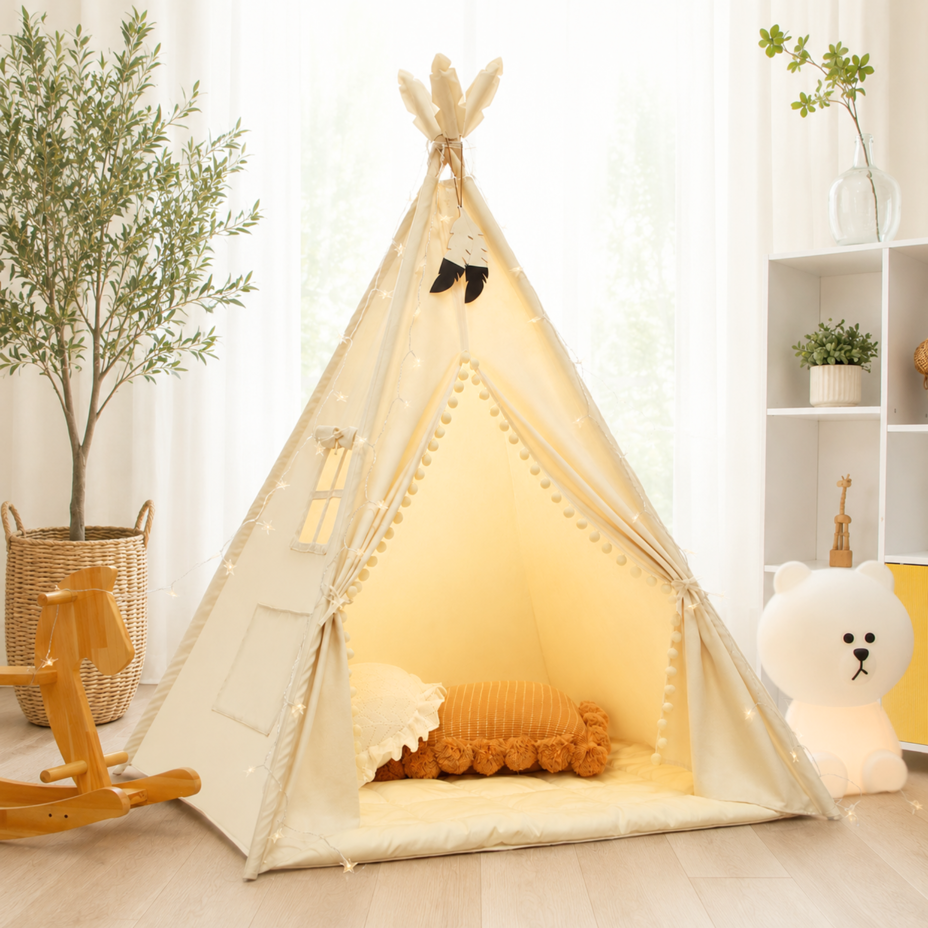 Lionherz Tipi tenda bambini cotone set base crema