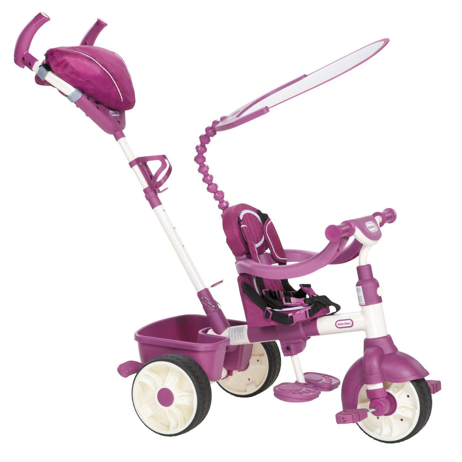 Little Tikes Triciclo 4 in 1 Sport rosa bianco con manico