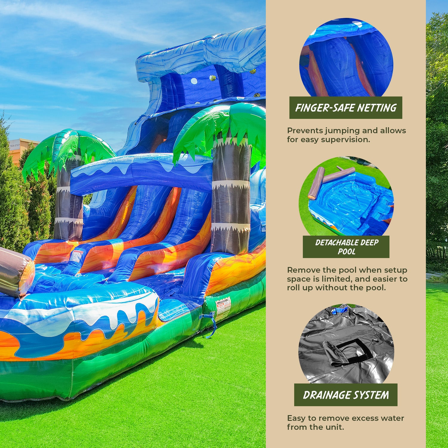 XJUMP Jungle Falls 17 scivolo gonfiabile acqua doppia corsia piscina