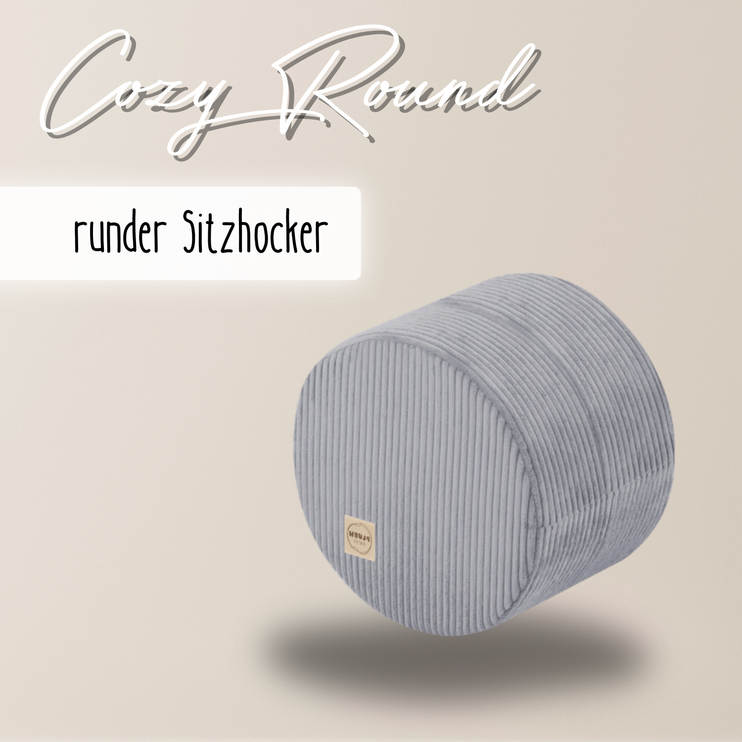 Lionherz Cozy Round pouf bambini 40x30 platino in corda lavabile