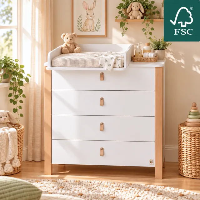 LIONHERZ YappyÉtude MINI Fasciatoio Marrone Bianco 90x50x85,5cm