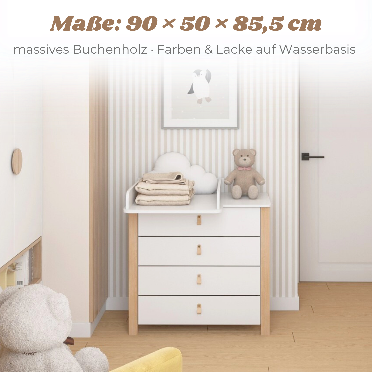 LIONHERZ YappyÉtude MINI Fasciatoio Marrone Bianco 90x50x85,5cm