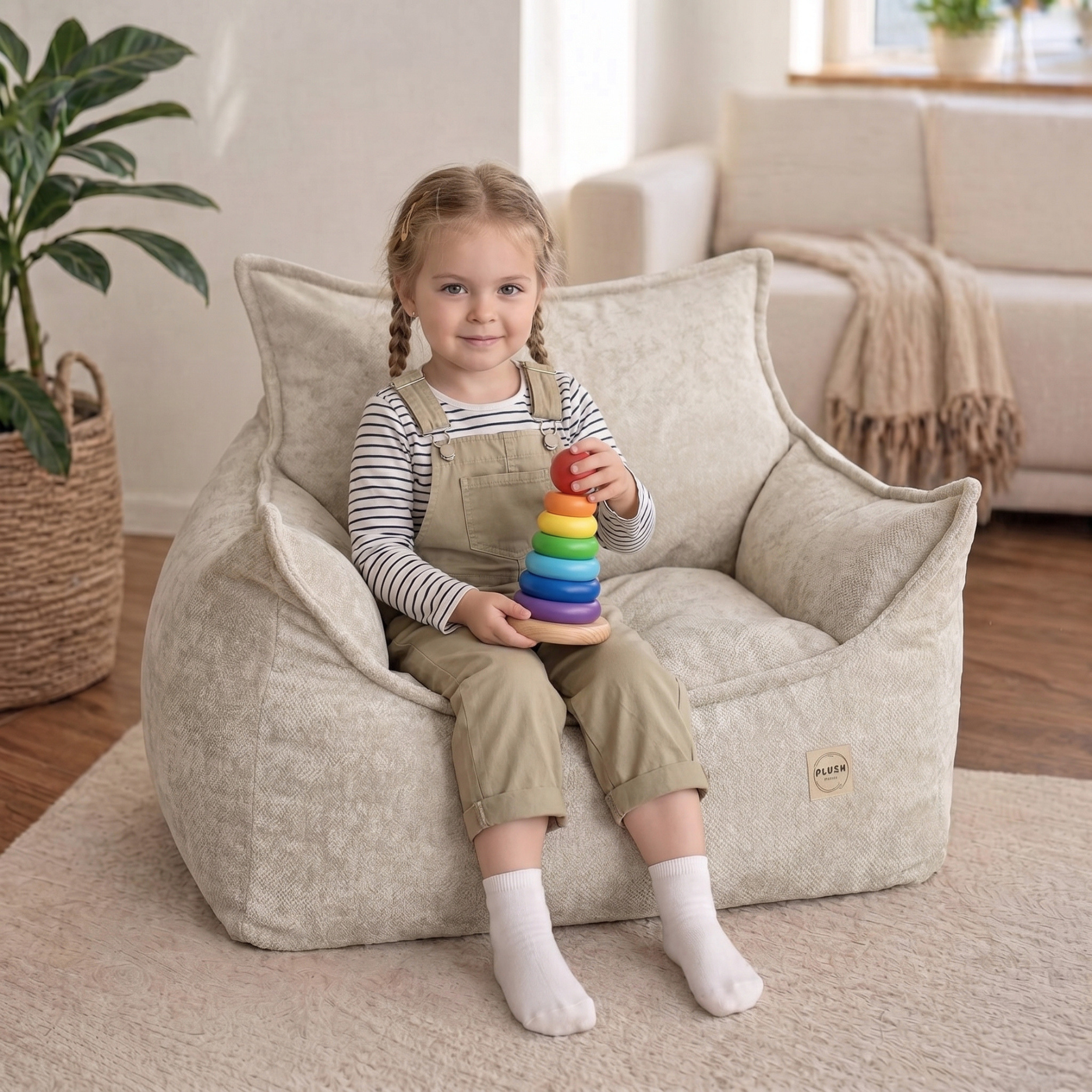 Lionherz Chenille Throne poltrona bambini 80x73x58 beige chenille