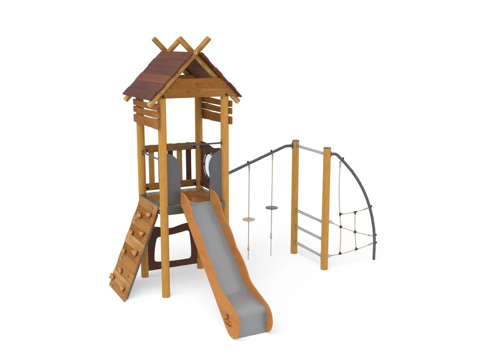 Pozza 1865 Primitiv Fata torre gioco con scivolo e palestra