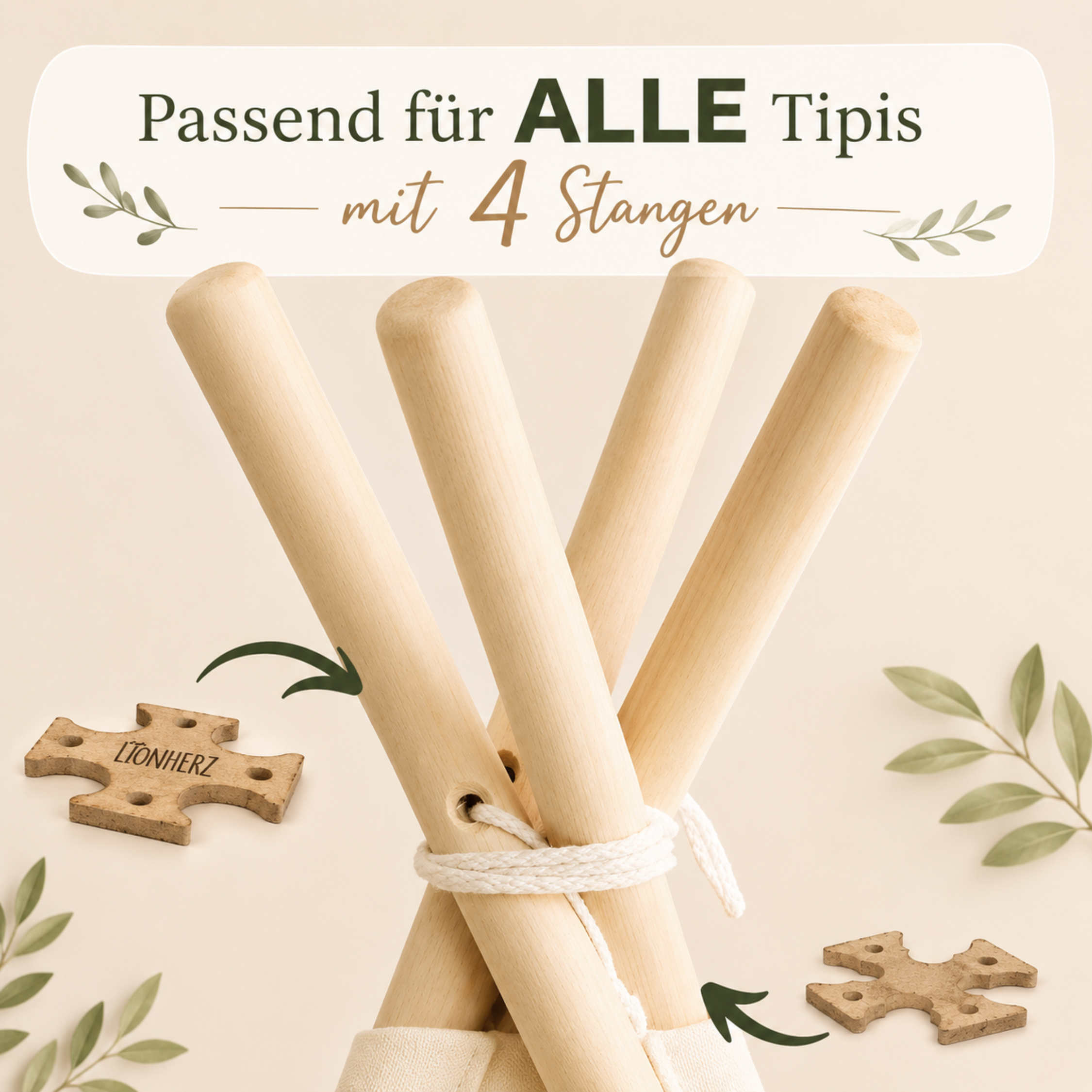 LIONHERZ Tipi X Stabilizzatore Tenda in Legno 4 Pali