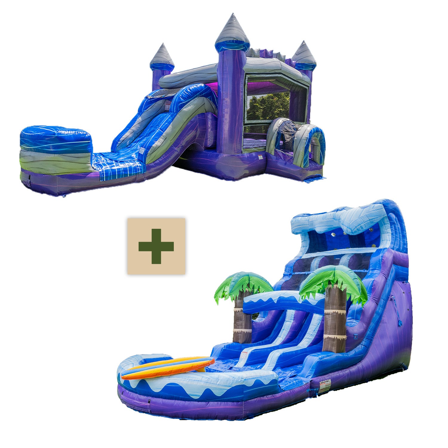 Xjump Purplish Beach bundle scivolo+castello gonfiabile