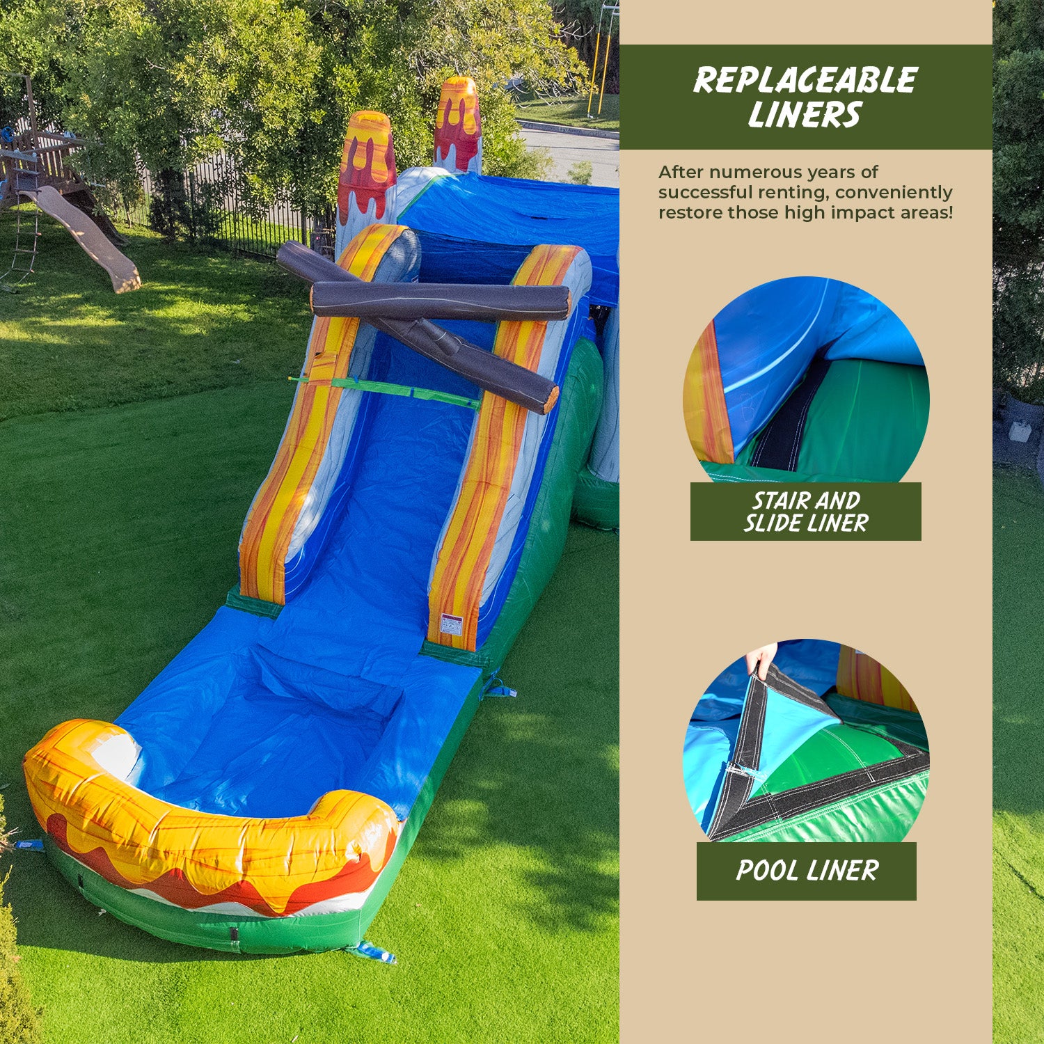 XJUMP Combos T-Rex Gonfiabile con Scivolo e Piscina