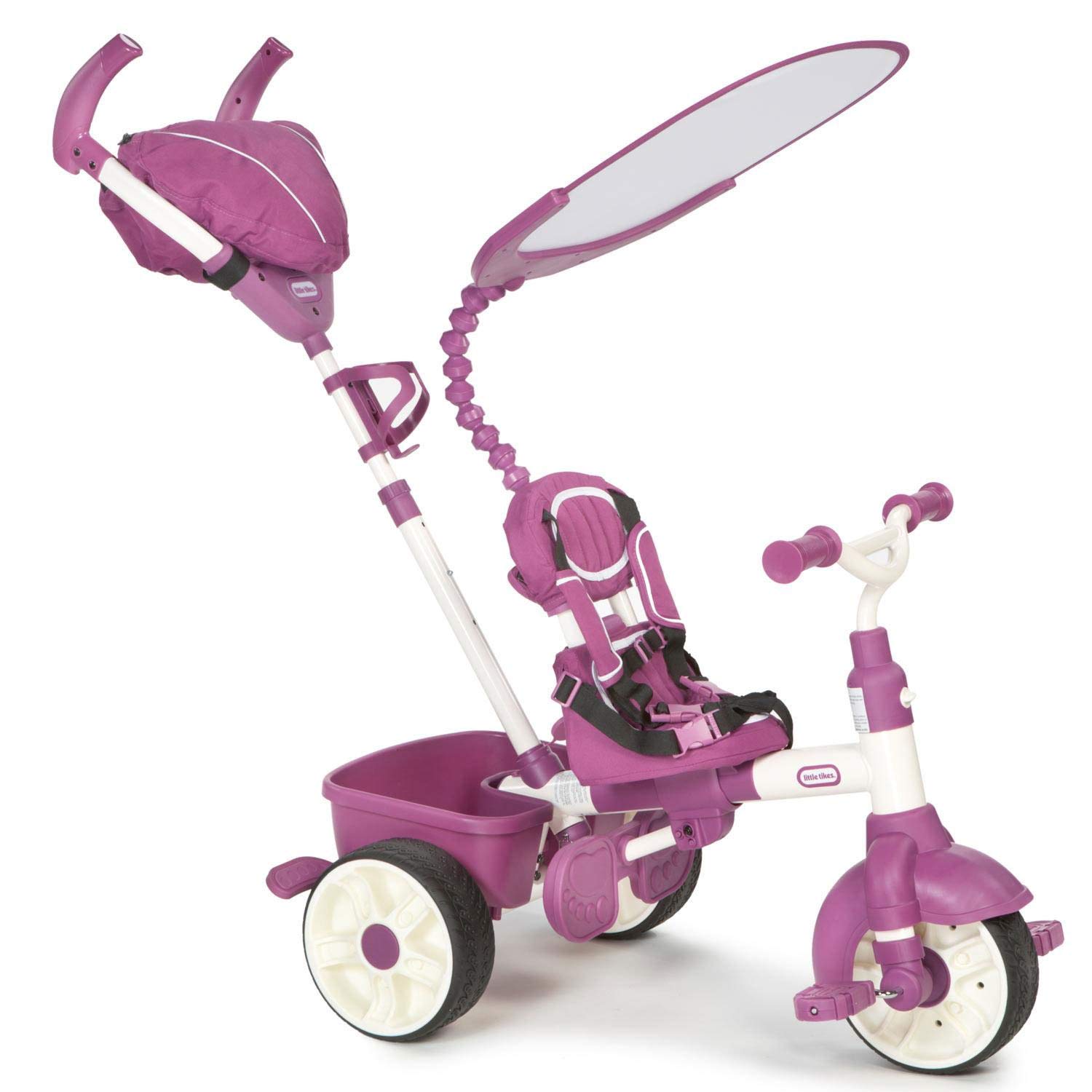 Little Tikes Triciclo 4 in 1 Sport rosa bianco con manico