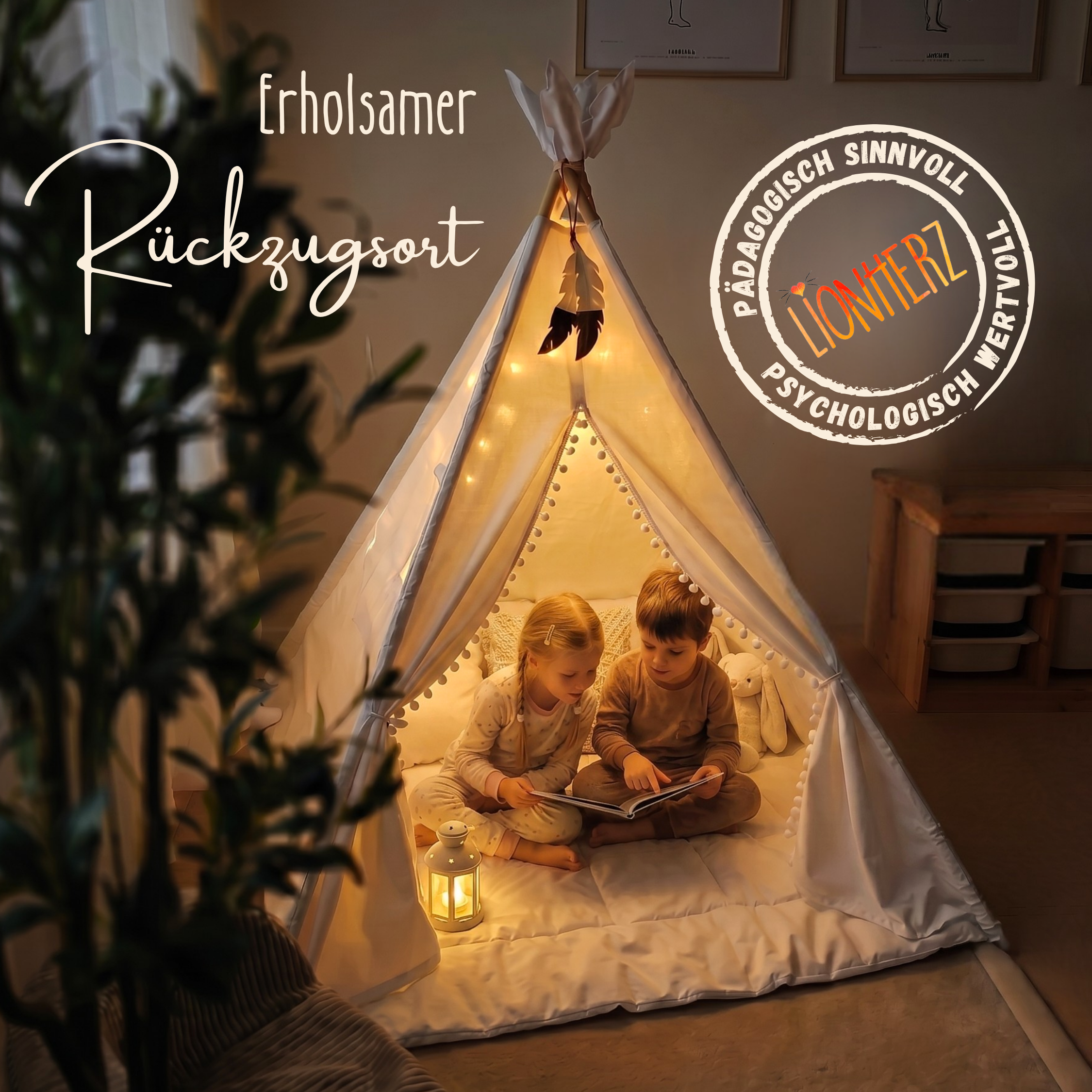 Lionherz Tipi tenda bambini cotone set base crema