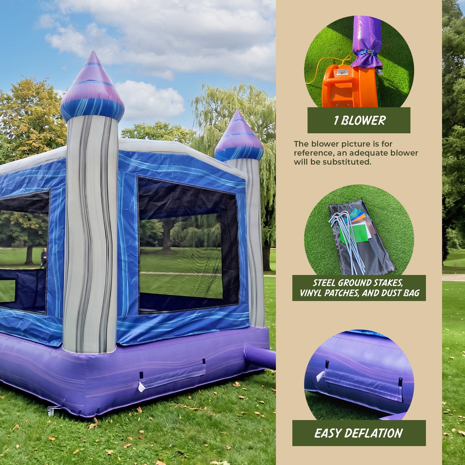 XJUMP Bounce Houses Purple Crest 13x13 Castello Gonfiabile