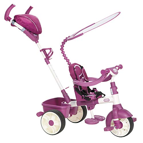 Little Tikes Triciclo 4 in 1 Sport rosa bianco con manico