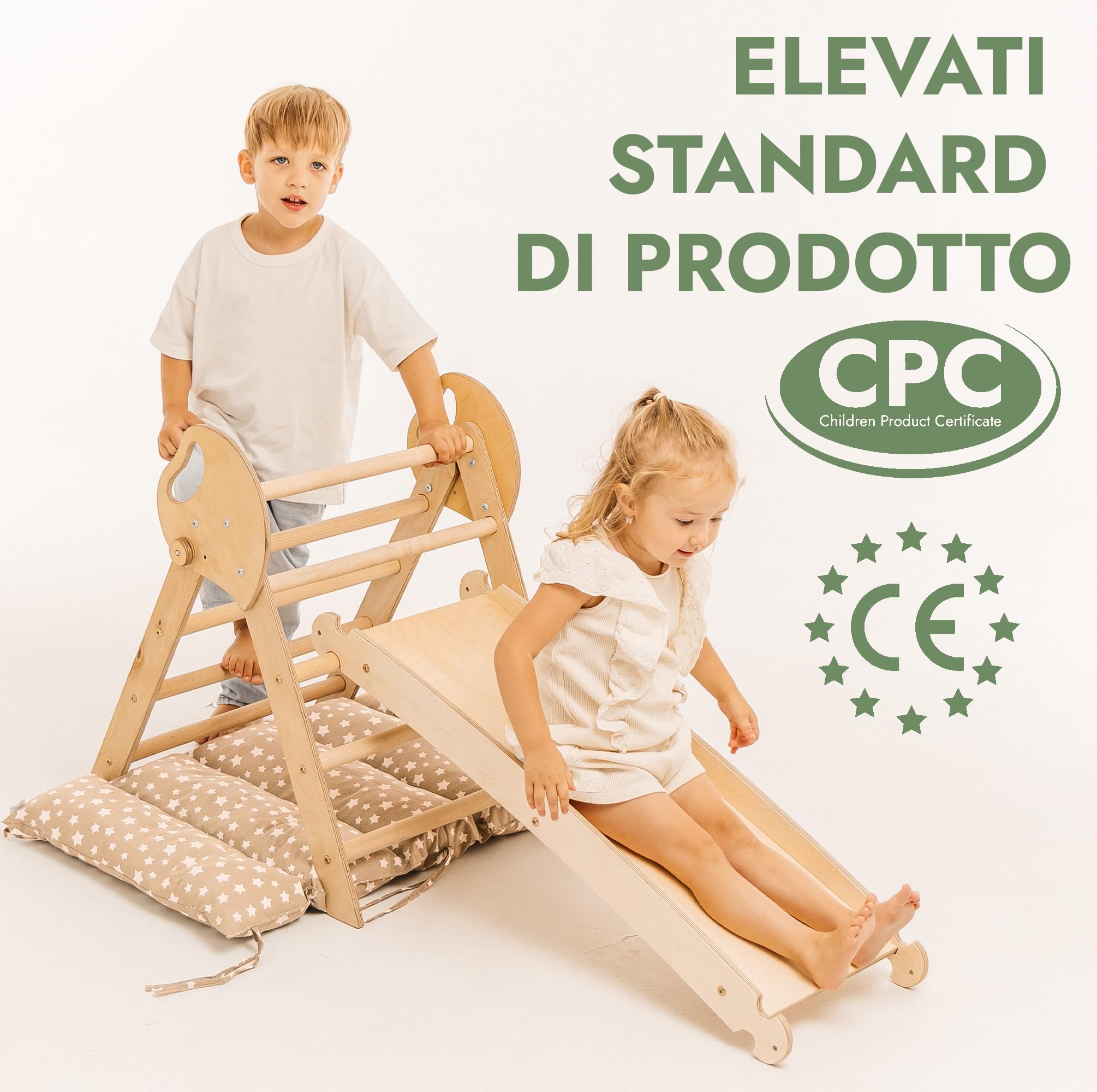 Goodevas Set Montessori triangolo arrampicata 5 in 1 beige