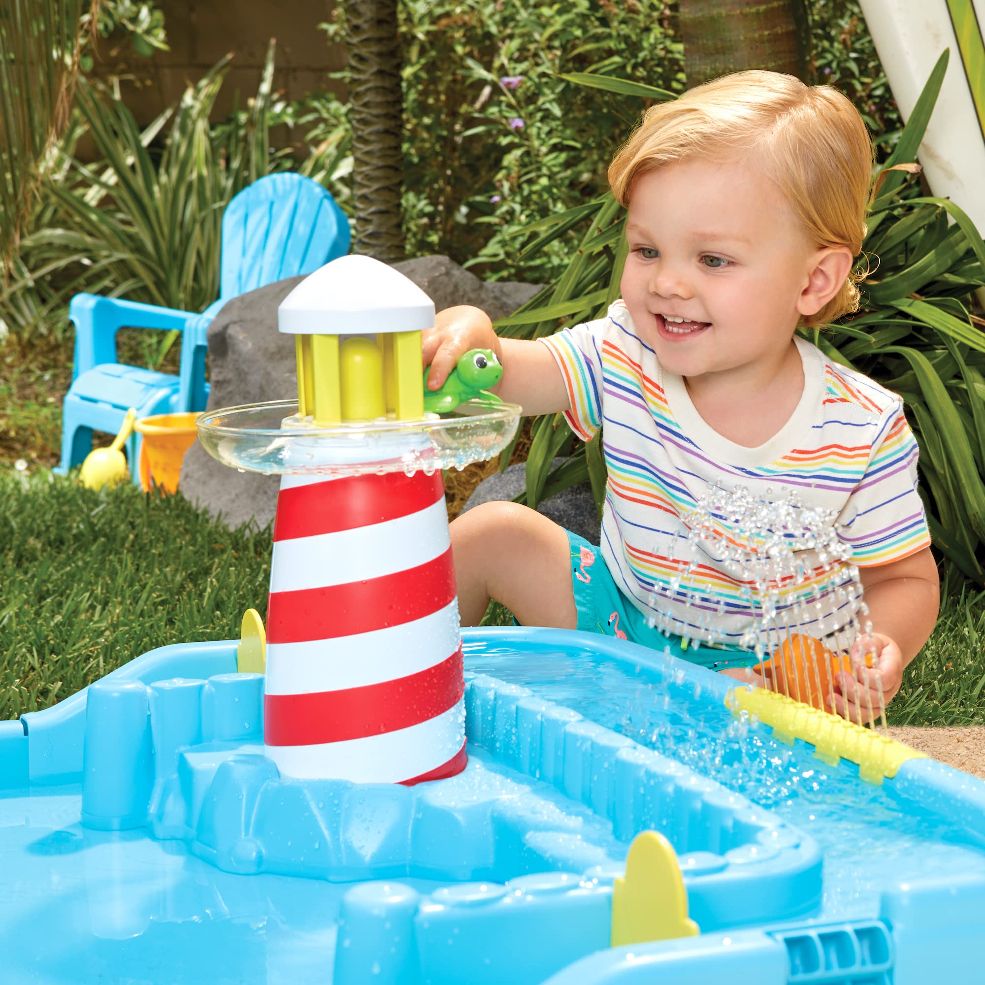 Little Tikes Splash Beach piscina bambini con accessori faro