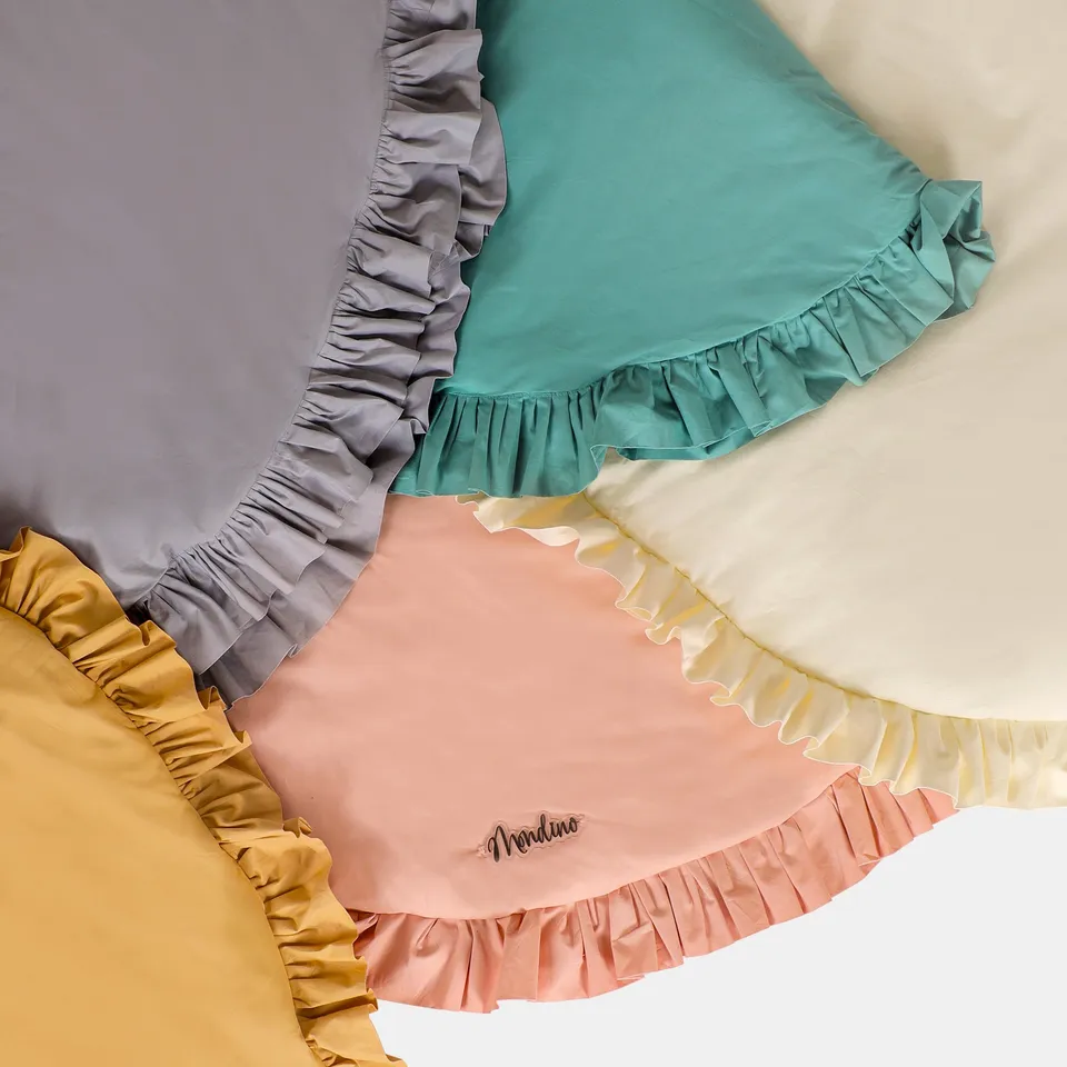 Mondino Tappeto con Ruches Bambini Cotone Rosa Cipria 140 cm