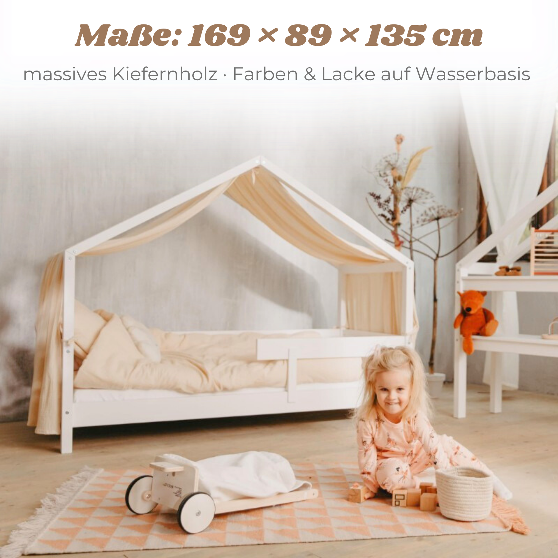 LIONHERZ YappyHytte Junior letto casetta 160x80 con sponda