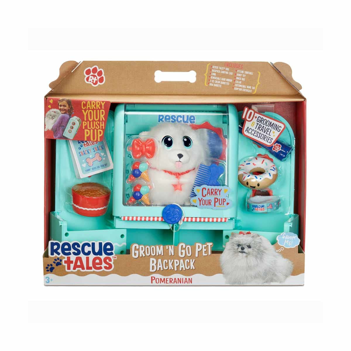 Little Tikes Rescue Tales Groom 'n Go zaino gioco con pomeranian
