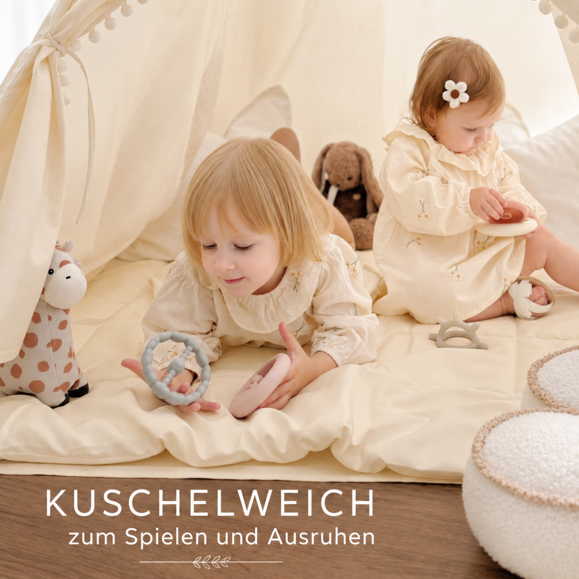 Lionherz Tipi-Decke Tappeto Tenda 120x120 cm Crema