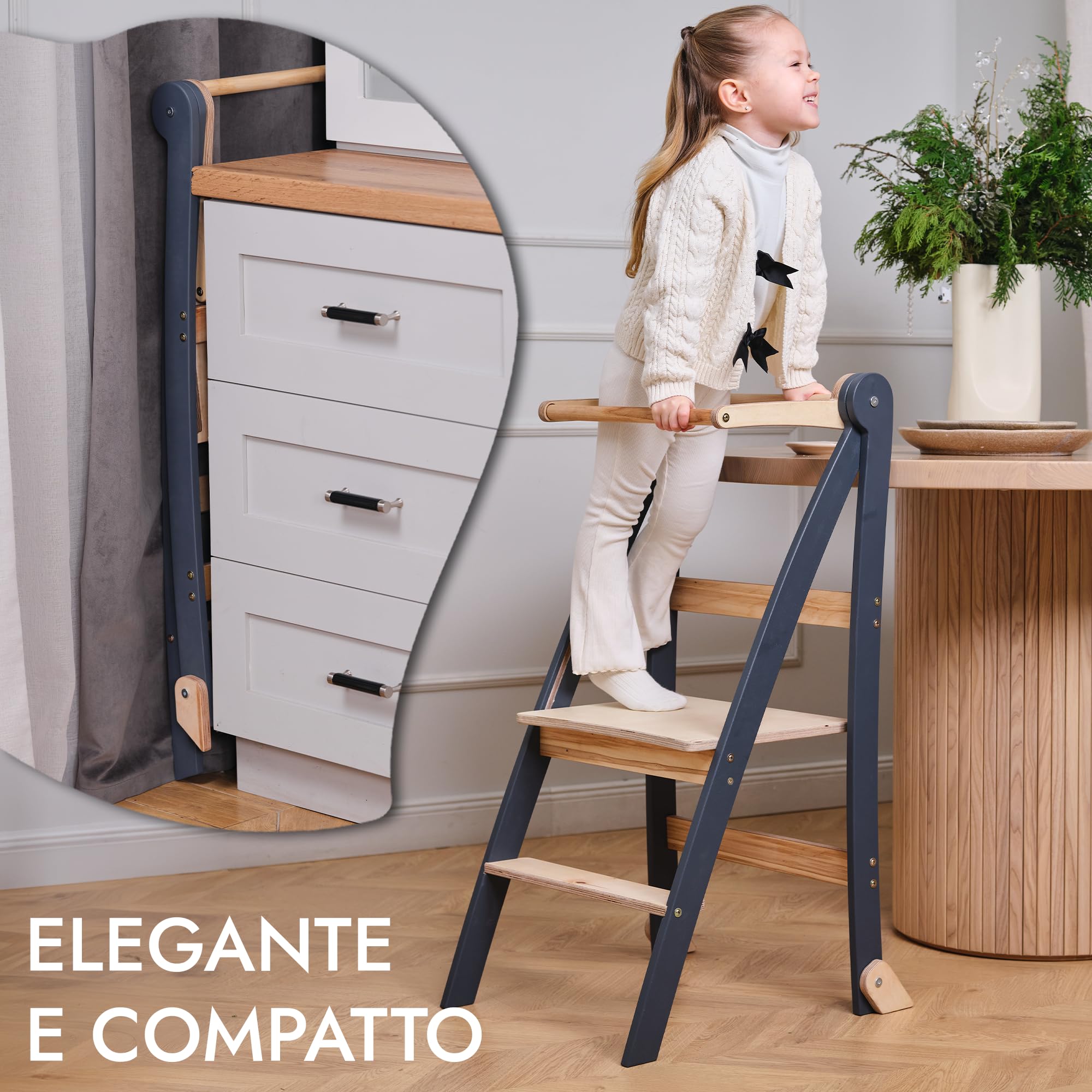 Goodevas Torre di Apprendimento torre pieghevole legno salvaspazio