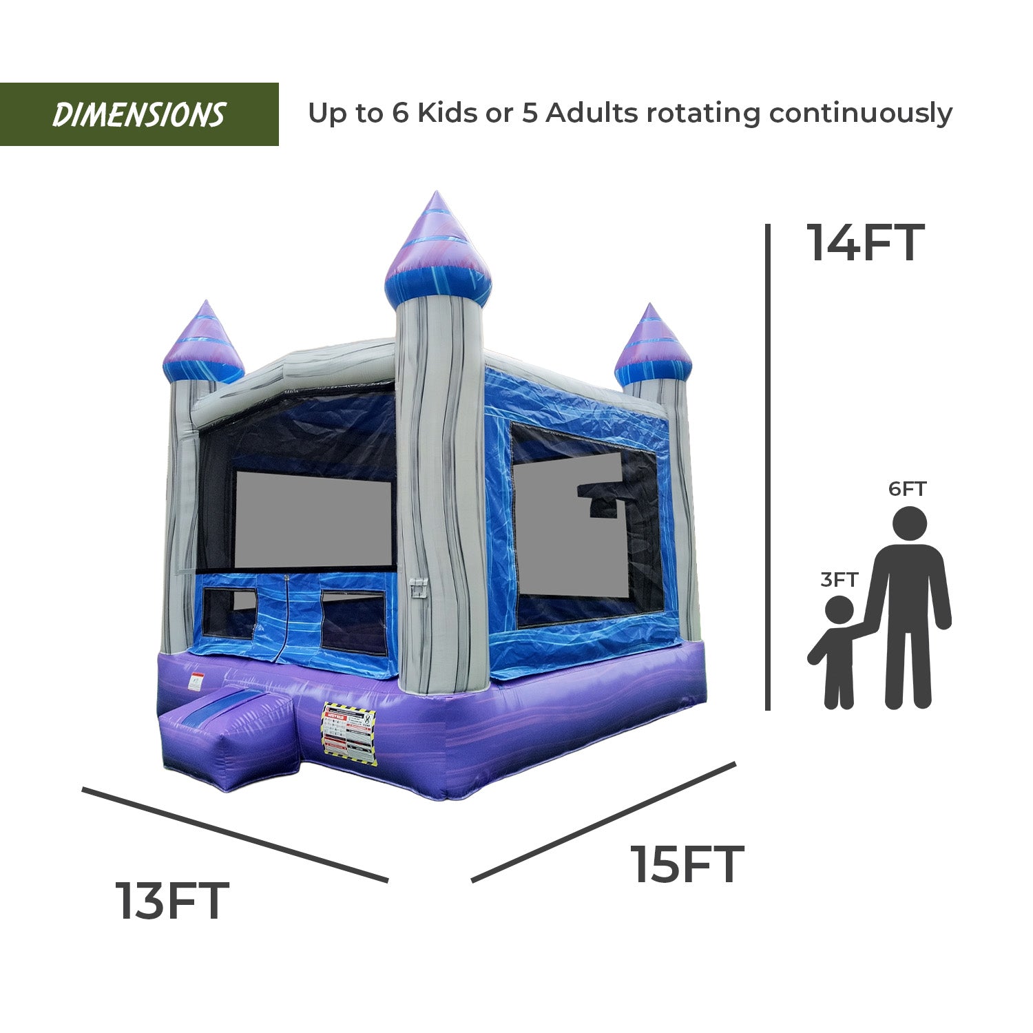 XJUMP Bounce Houses Purple Crest 13x13 Castello Gonfiabile
