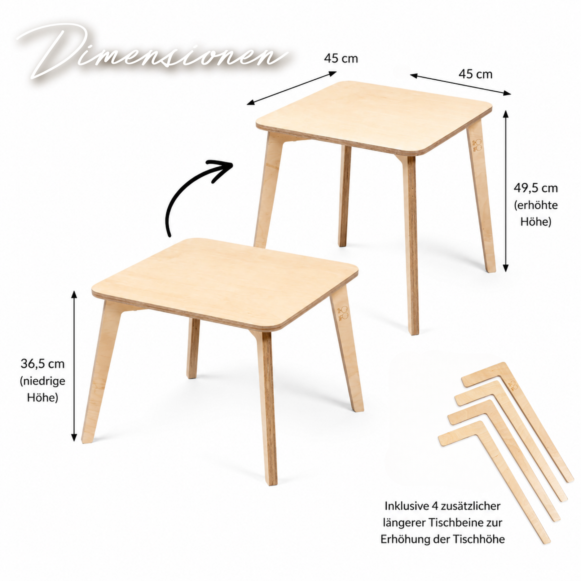 Lionherz Tulla Tavolo Bambini legno naturale regolabile