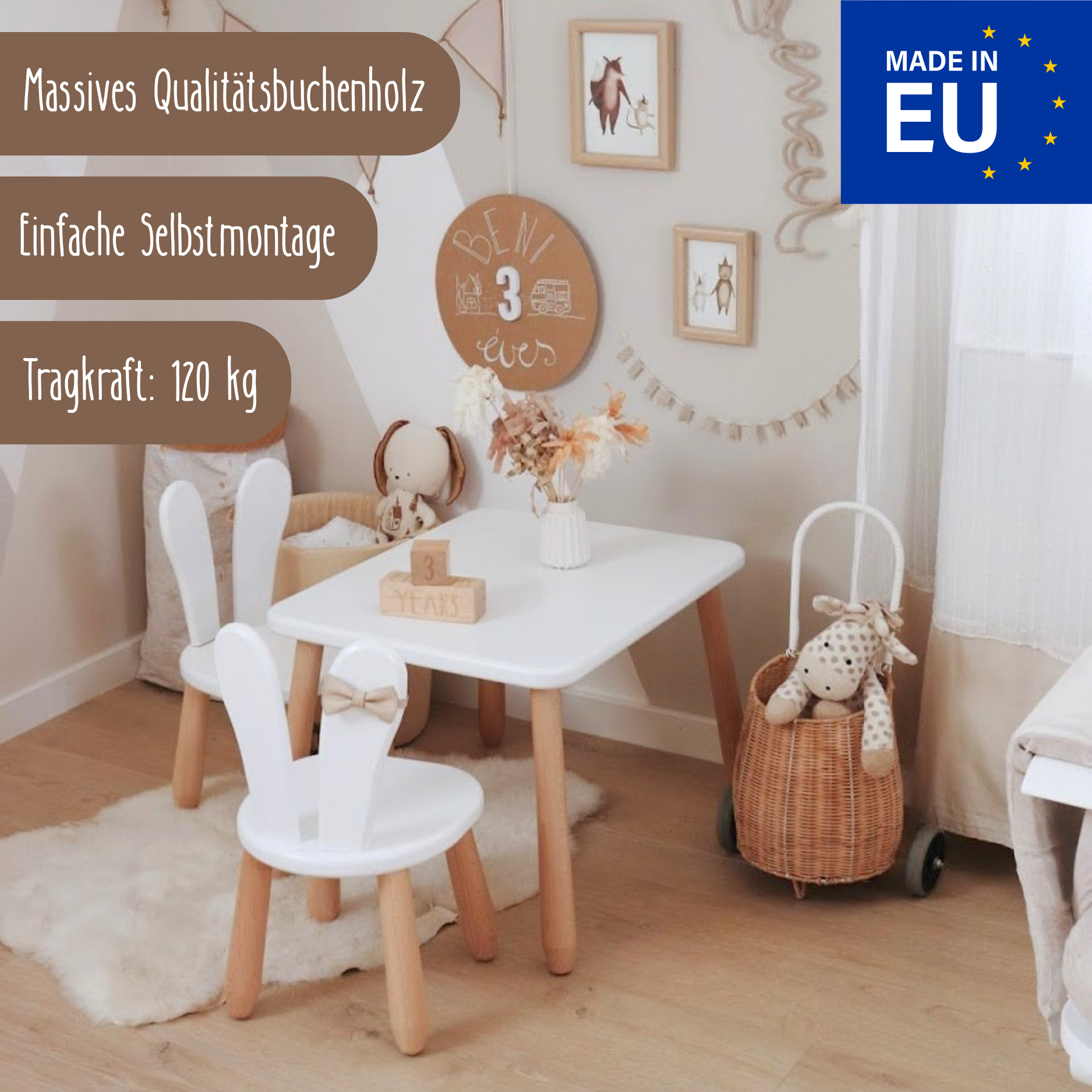 Lionherz Duo Set Bunny tavolo bambini faggio 1-5 anni