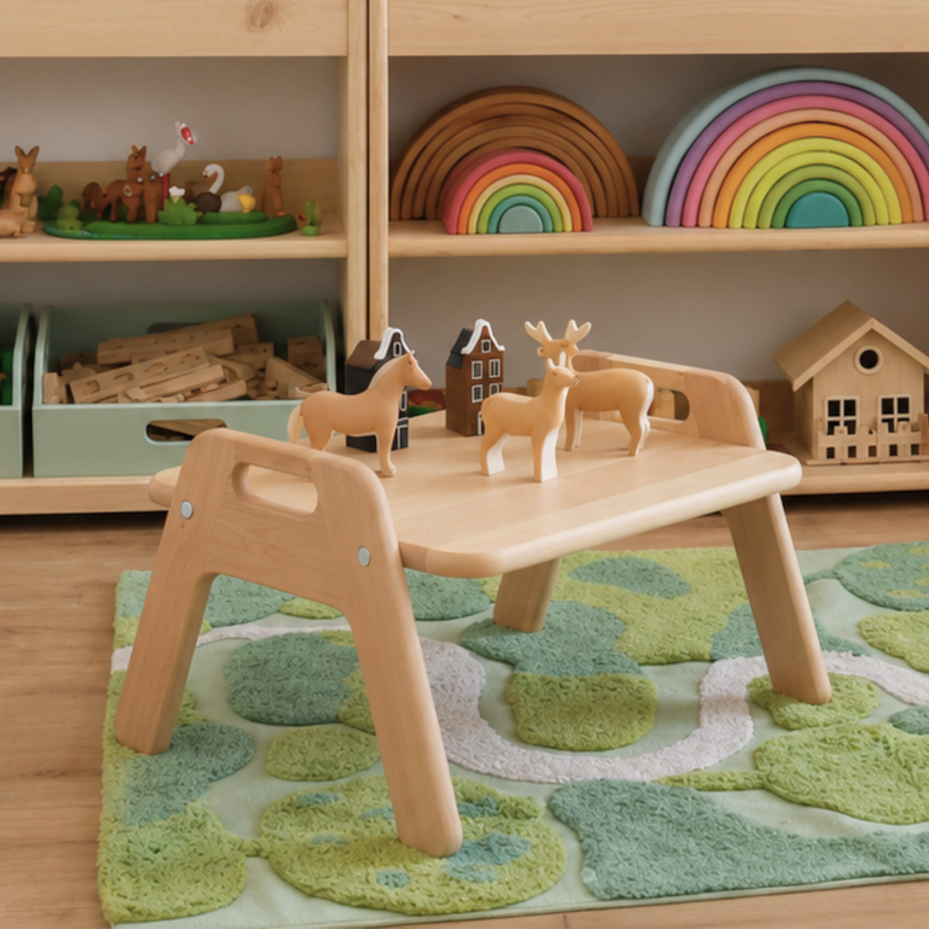 LIONHERZ Montessori tavolino pavimento faggio Piccolo 1-3 anni