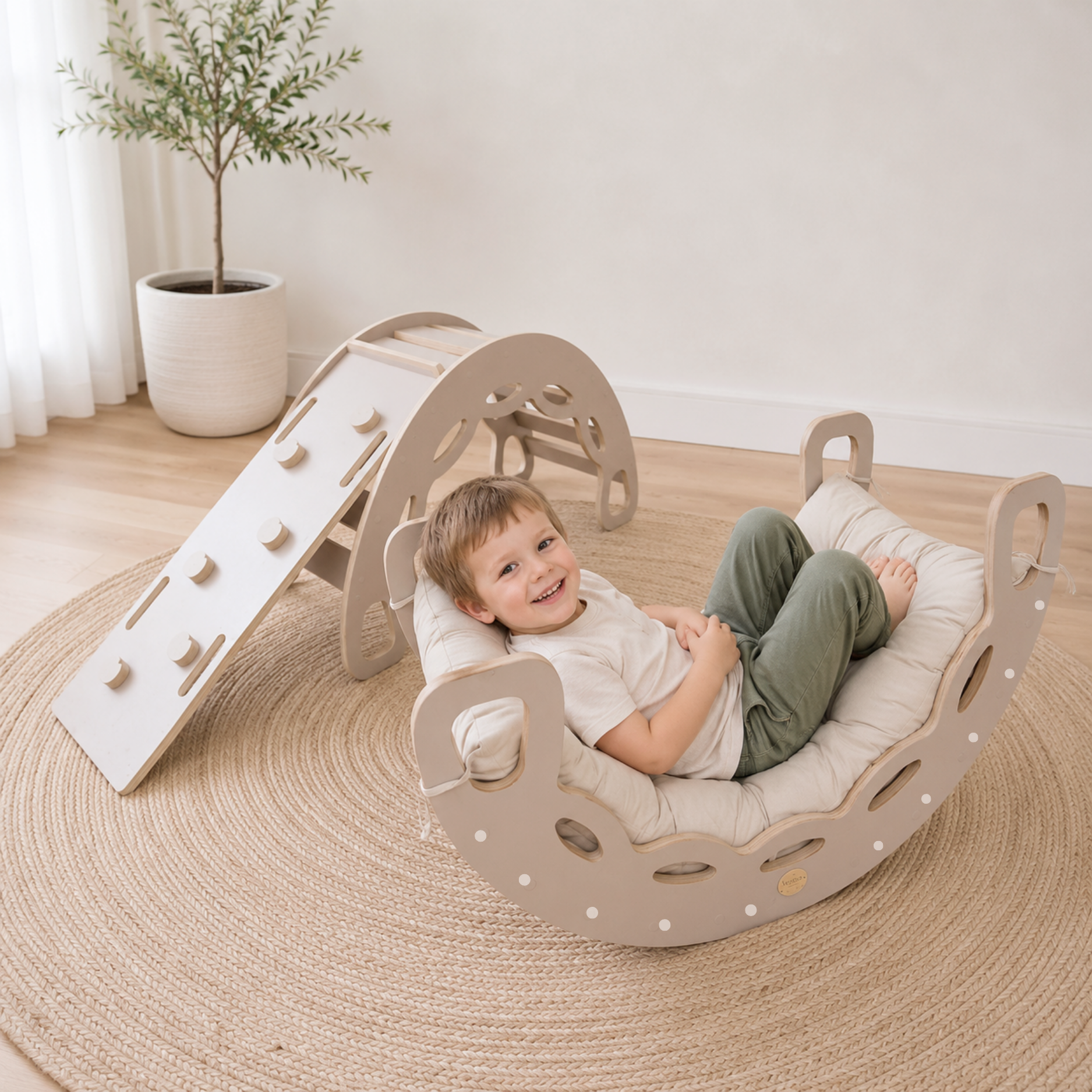 Lionherz Big Rocker 3in1 dondolo beige 90x41x50 con rampa