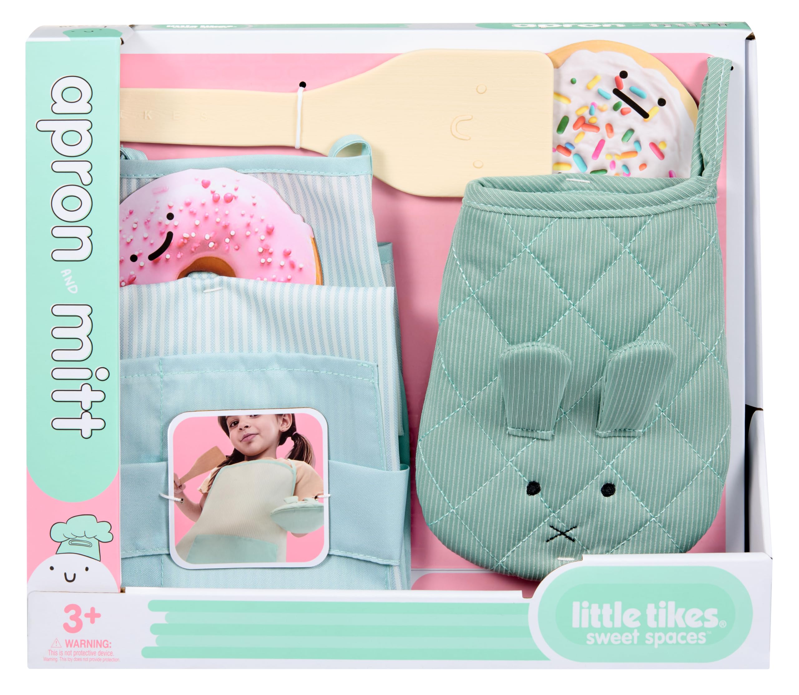 Little Tikes Sweet Spaces set cucina grembiule guanto Sea Foam 3 pezzi