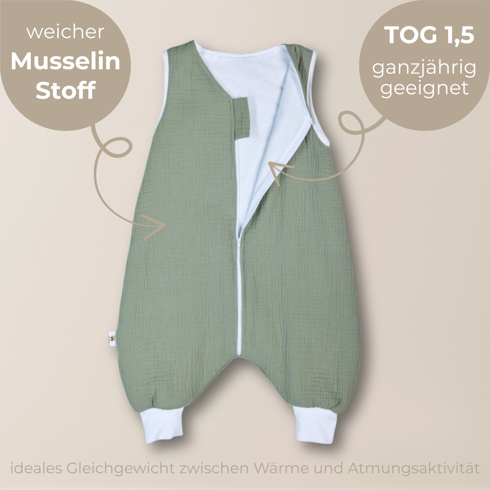 YappyBuzz sacco nanna gambe mussola salvia 1-3 anni TOG 1.5