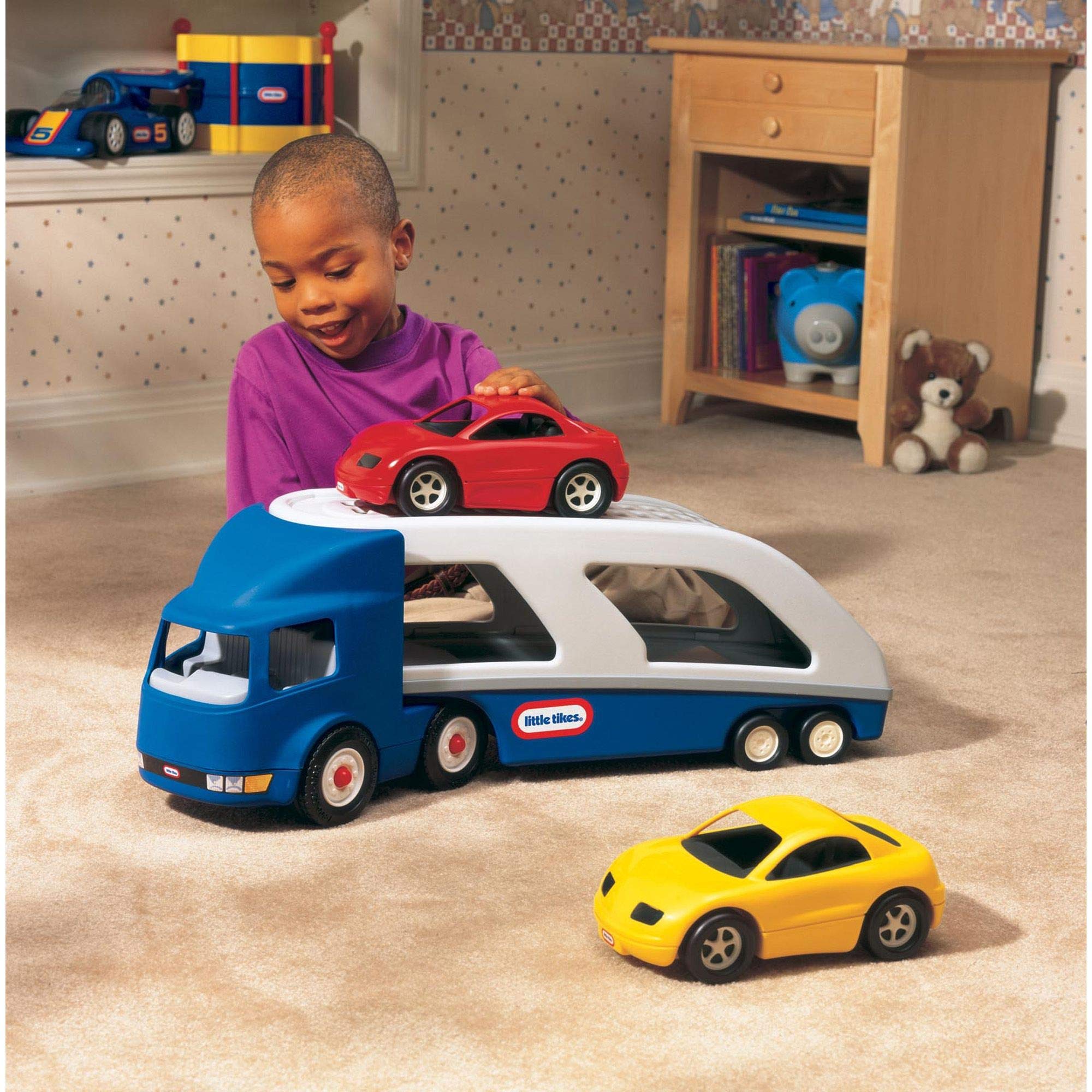 Little Tikes Bisarca camion trasportatore 2 auto bambini