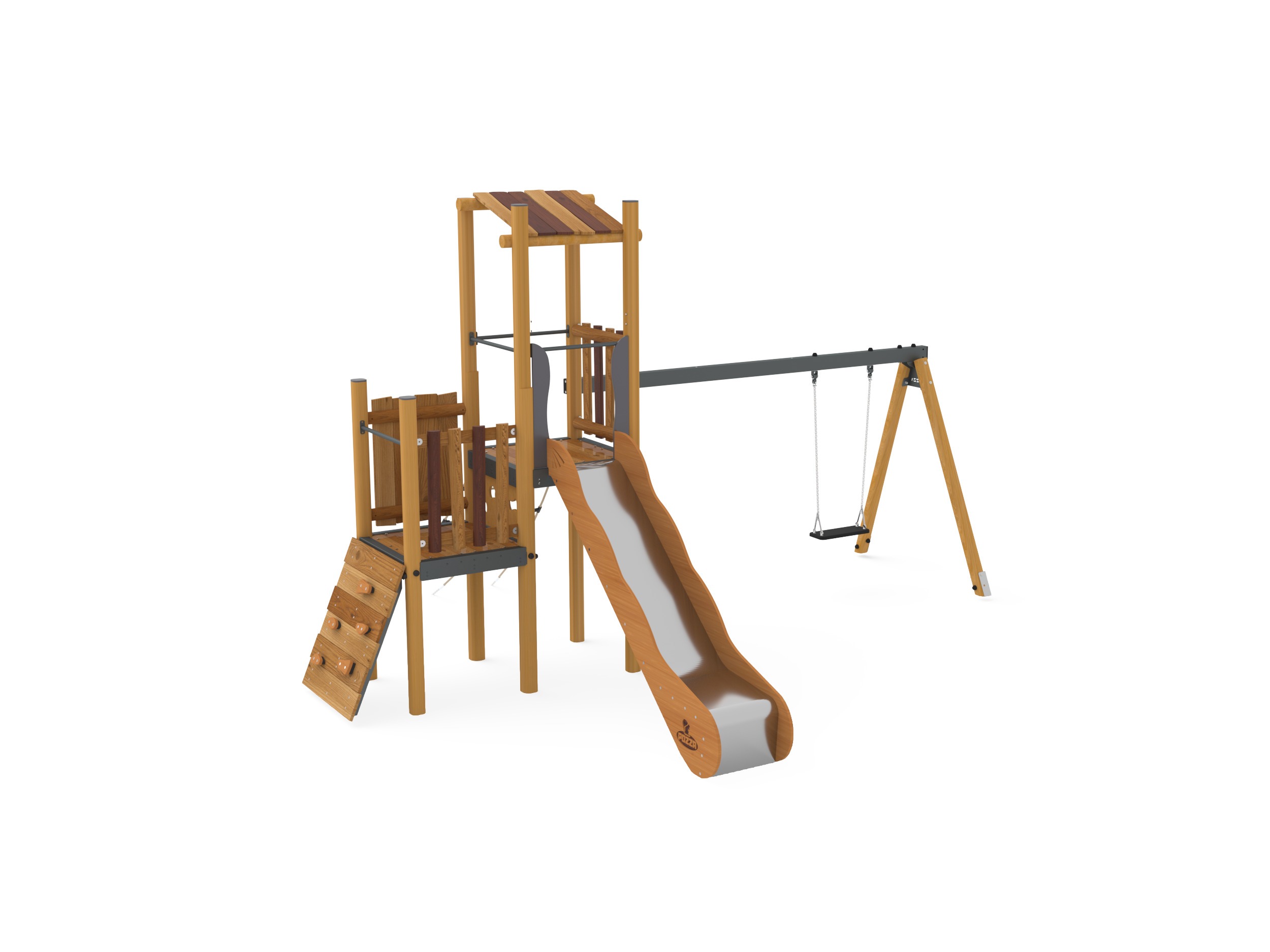 Pozza 1865 Primitiv Hook Easy con Altalena gioco scivolo