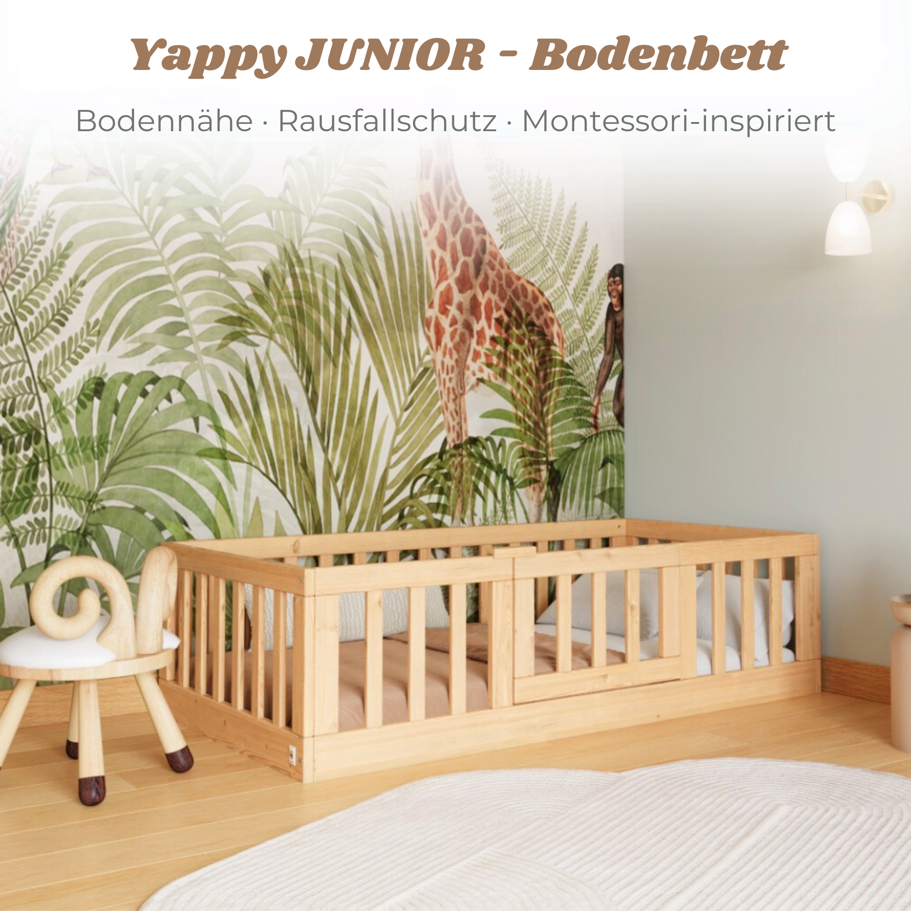YappyCasa Junior 160x80 letto montessori bianco con porticina
