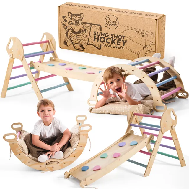 Goodevas Set Arrampicata Montessori 5 in 1 Triangolo Legno
