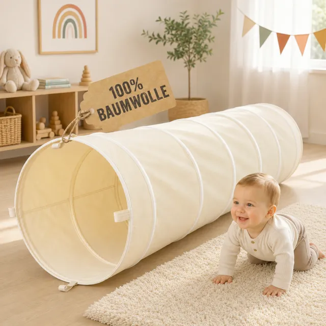 Lionherz Spieltunnel Tunnel Gioco Cotone Crema 180x46 cm