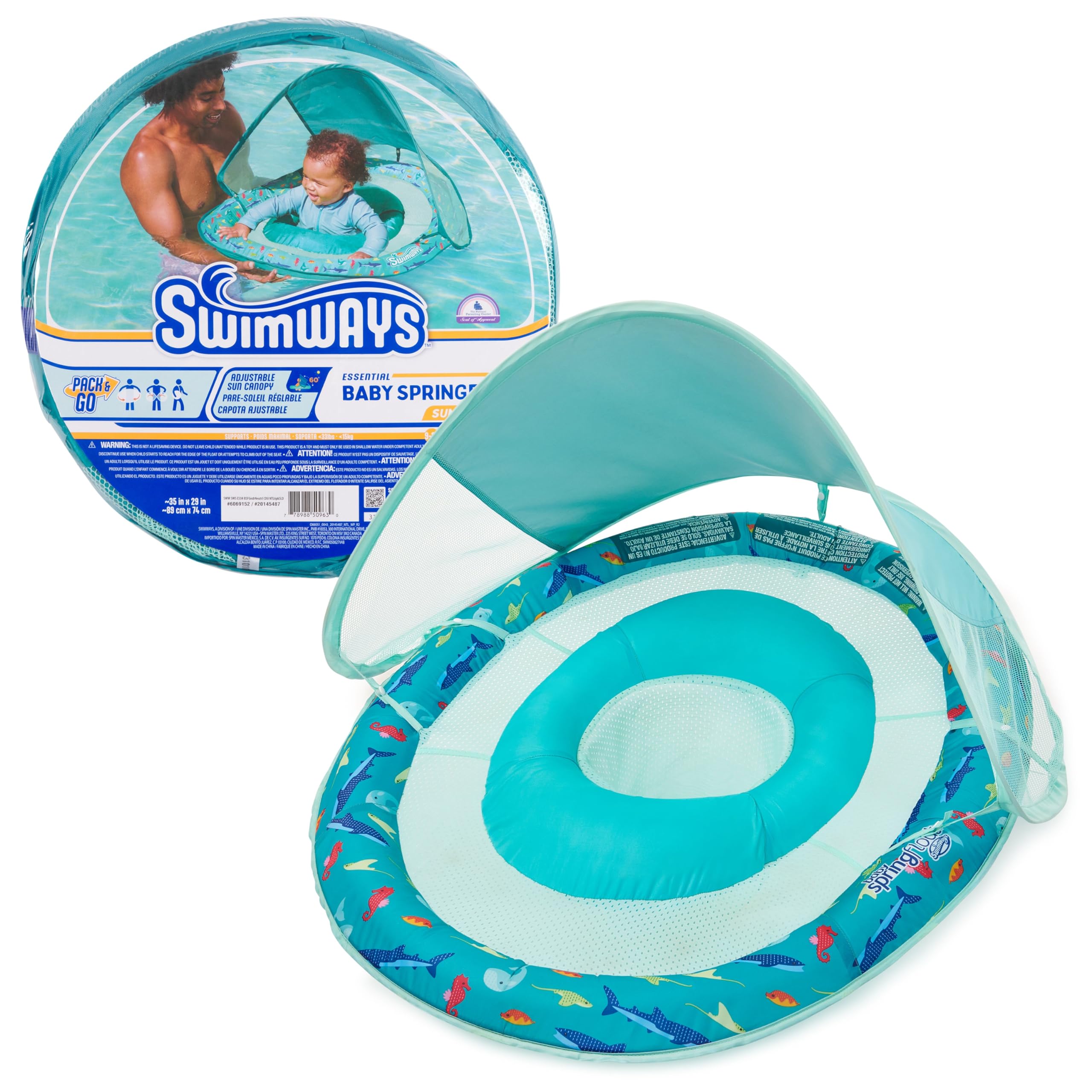 Swimways Baby Spring Float Galleggiante Neonato con Tettuccio