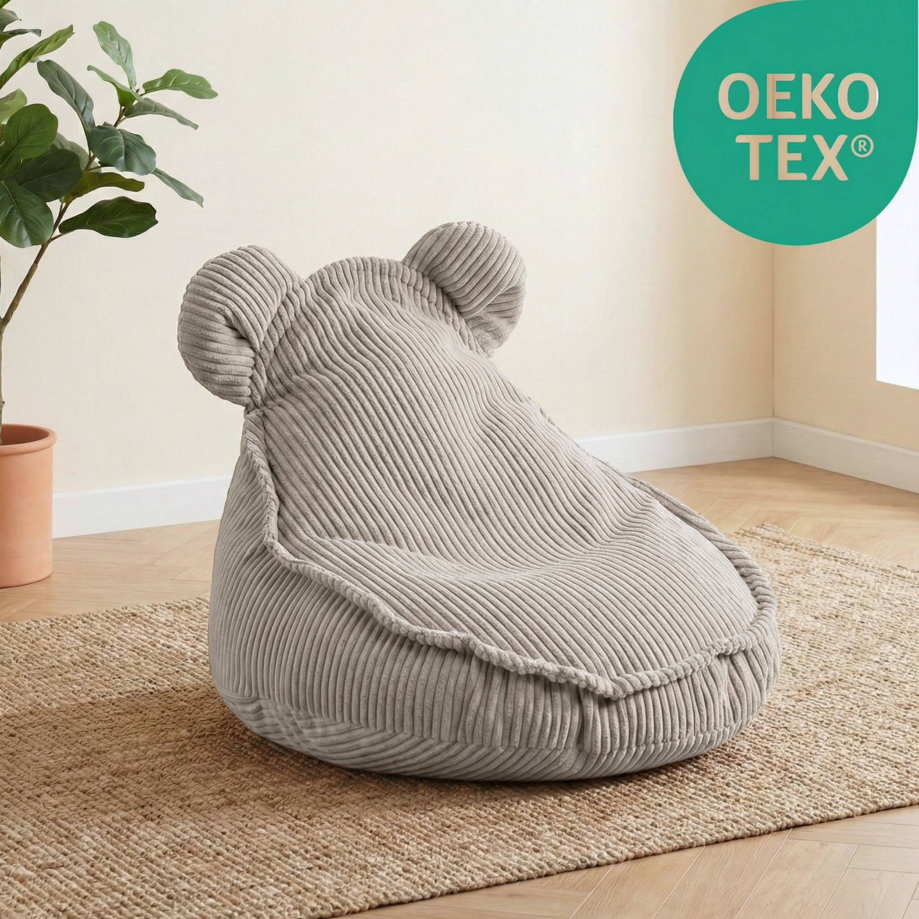 LIONHERZ Huggy Bear Pouf Bambini 68x45cm Orecchie Orso Altrosa