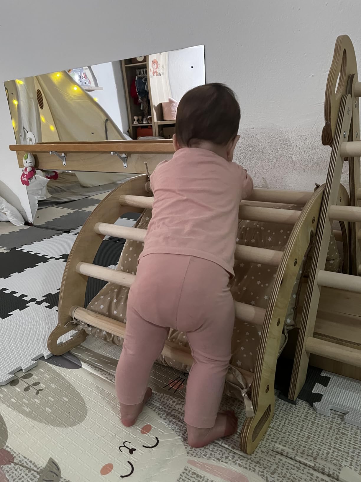 Goodevas Montessori triangolo arrampicata beige cuscino 4 pezzi