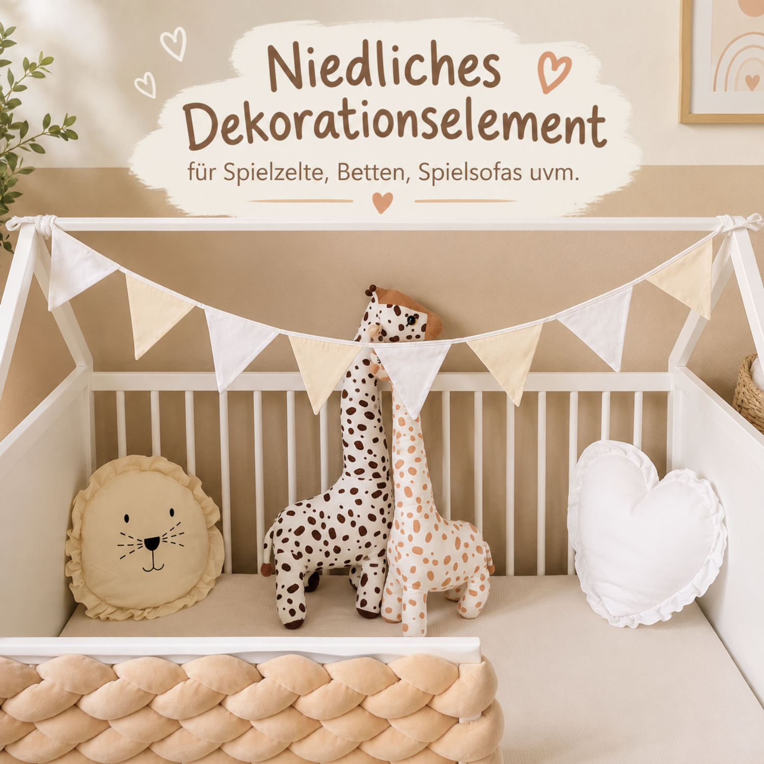 Lionherz Herzkissen Cuscino Cuore Bianco 35 cm Cotone