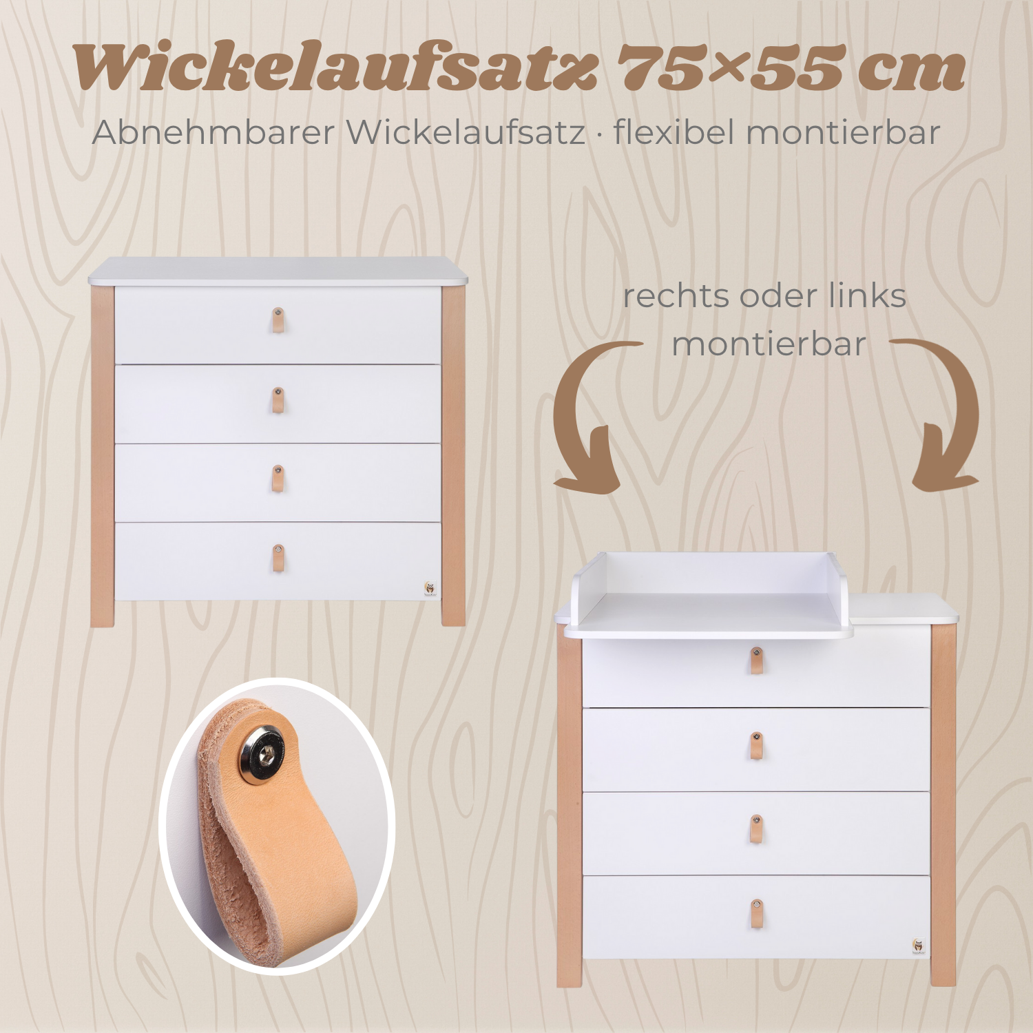 LIONHERZ YappyÉtude MINI Fasciatoio Marrone Bianco 90x50x85,5cm