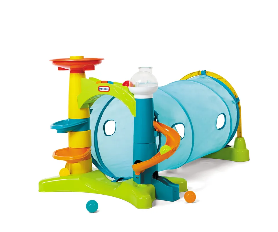 Little Tikes Baby Tunnel Attività 2-in-1 gioco gattonare con palline