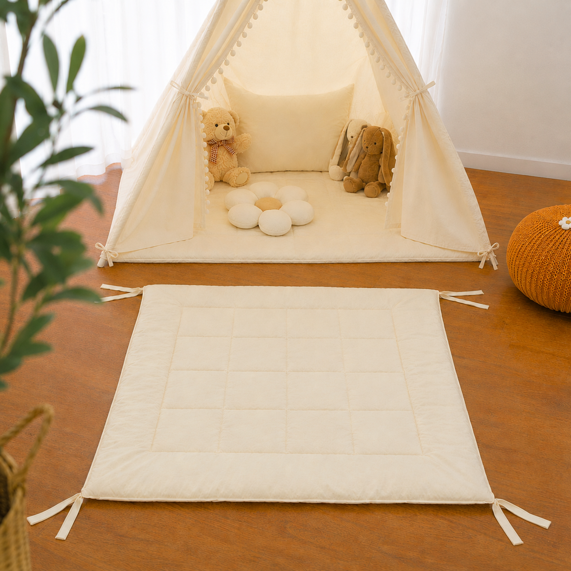 Lionherz Tipi-Decke Tappeto Tenda 120x120 cm Crema