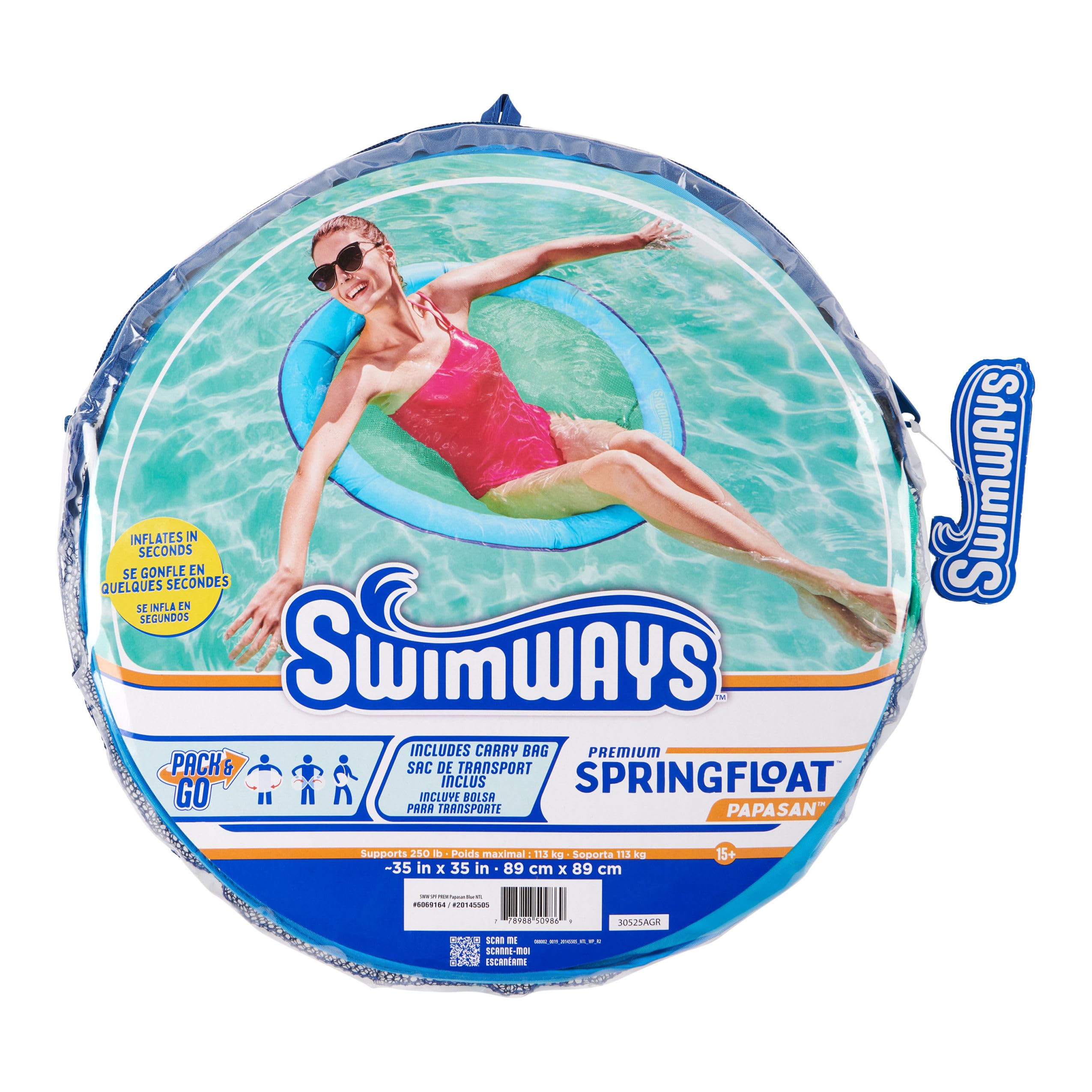 Swimways Spring Float Papasan materassino piscina blu 89 cm