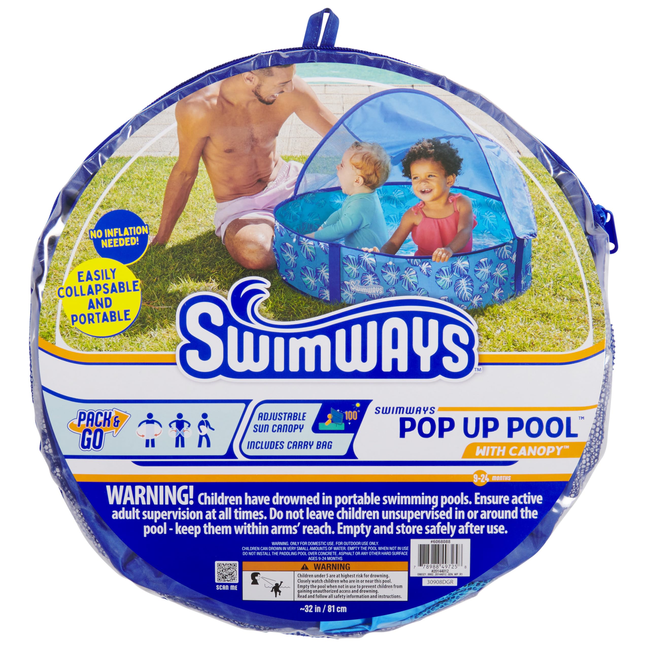 Swimways Pop-Up Pool piscina bambini 81 cm blu con tettuccio